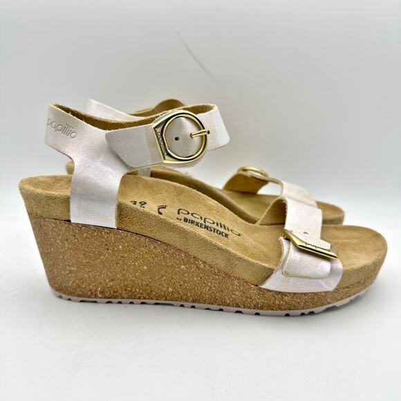 Papillio by Birkenstock Womens Soley Wedge Sandal EU 39 US 8 Silver Leather NWOB - Picture 3 of 12